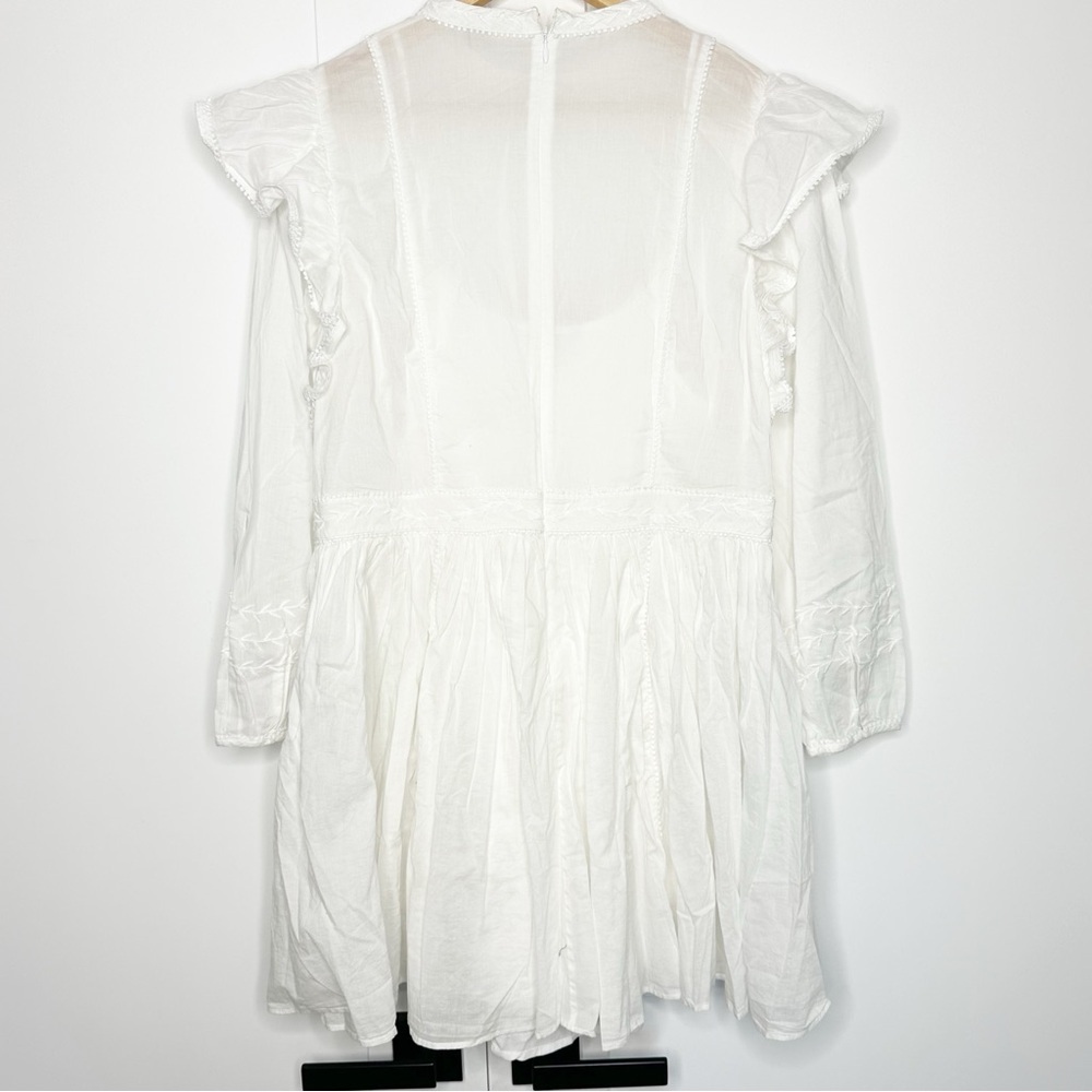 Banana Republic Esme Embroidered Mini Dress Medium white cotton Victorian dainty - Picture 11 of 16